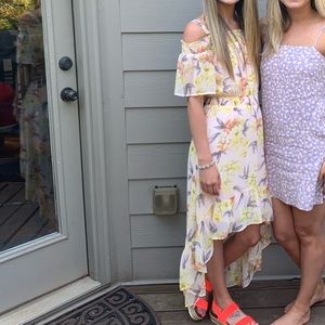 Lily rose floral dress high low off the shoulder chiffon